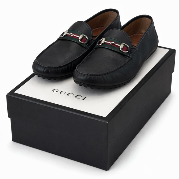 Gucci Horsebit Driver Loafers Black Leather Men’s 10G (US 11.5) Box & Tote - Picture 5 of 10